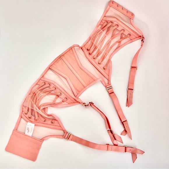 Honey Birdette Jerry Pink Waspie garter belt size Small soft pink - Picture 5 of 12